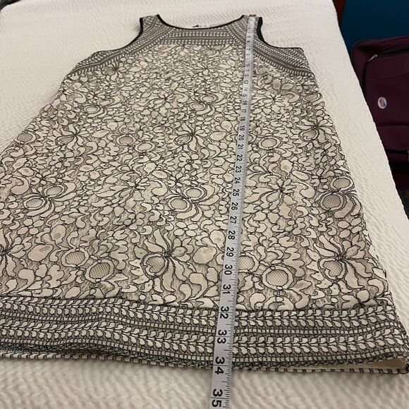 LOFT Women Floral Lace Shift Lined Sheath Sleeveless Mini Dress Size 4 - Picture 9 of 9